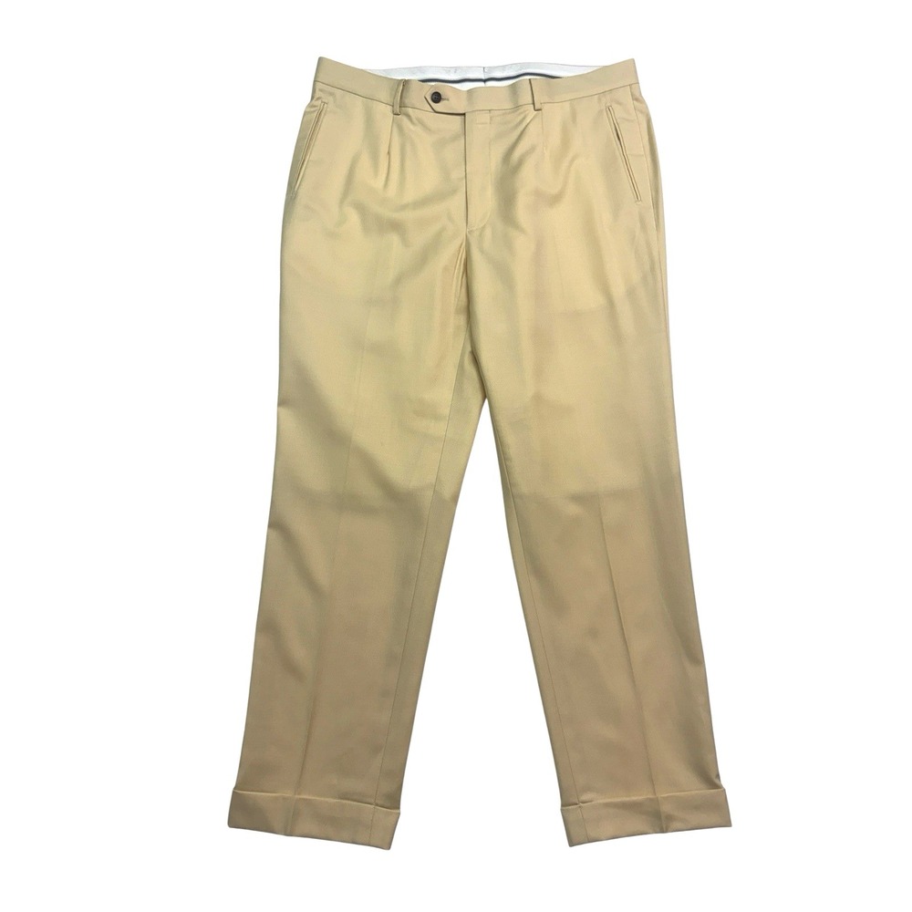 Bespoke Tailored Jacob Young 38x30 Yellow Dress Suit Pants Trousers Wool Pleated